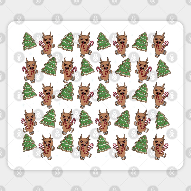 Gingerbread Krampus pattern Sticker by valentinahramov